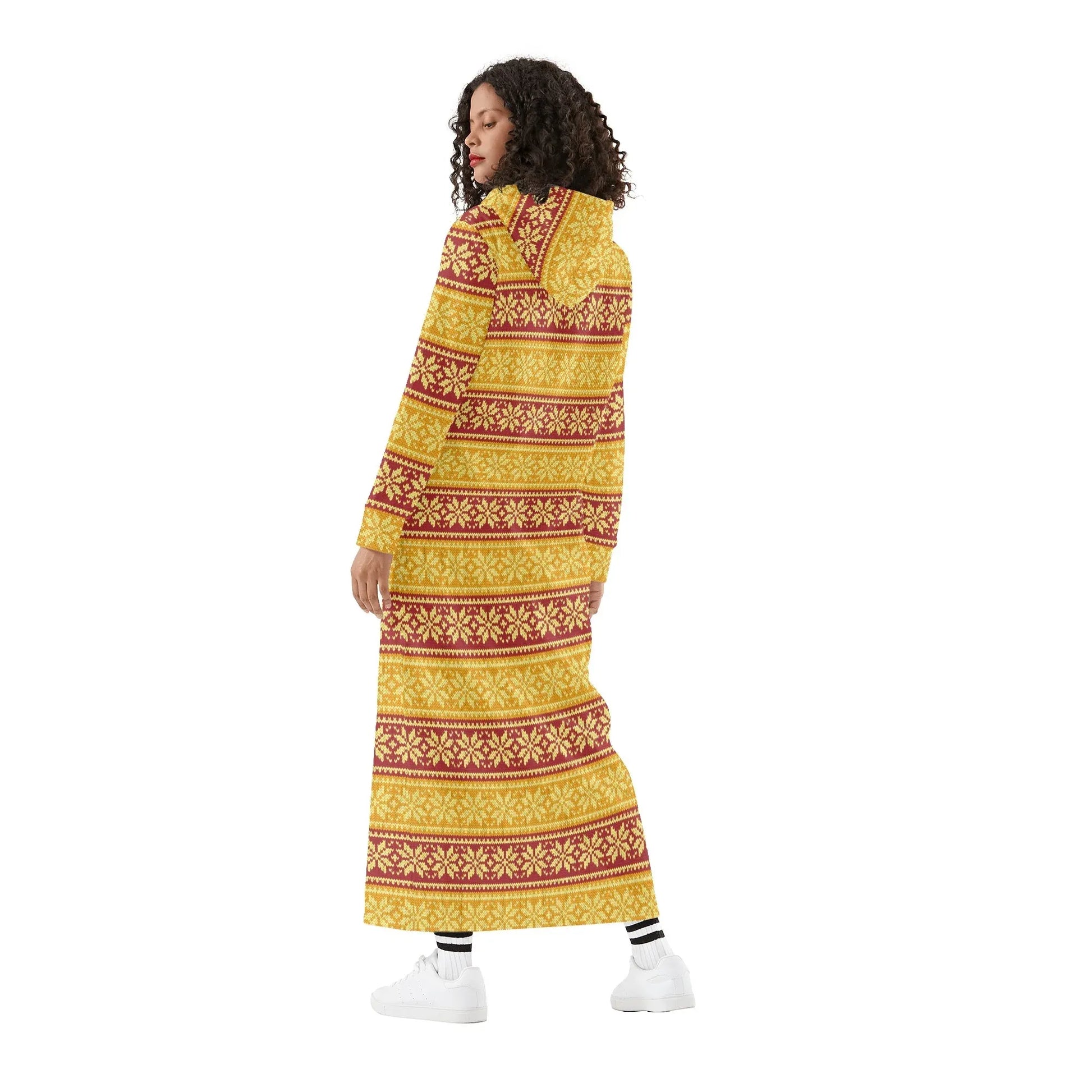 gelbes-strickmuster-schneeflocke-bequemes-leichtes-hoodie-kleid-hoodiekleid-jlr-design-83153 - JLR Design
