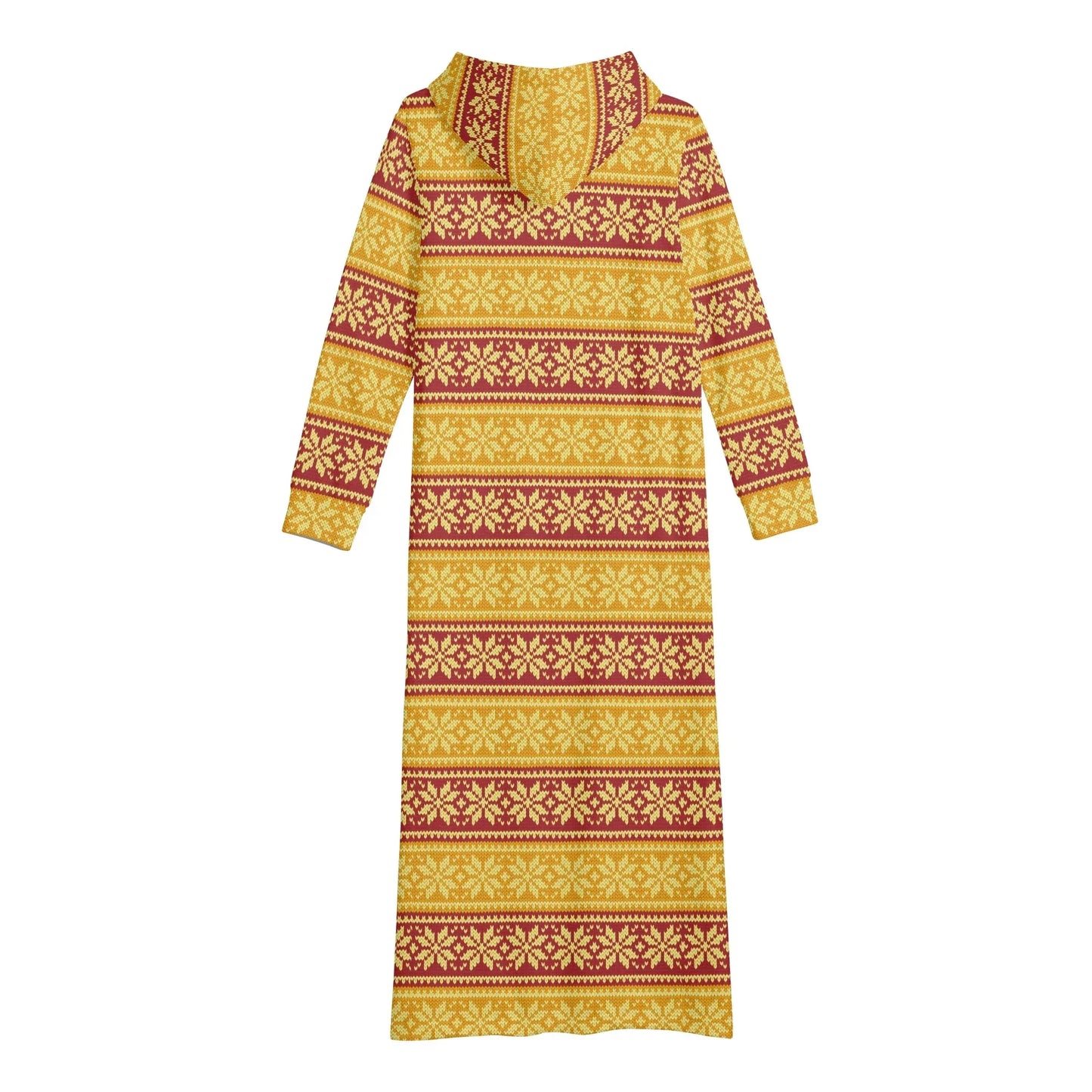 gelbes-strickmuster-schneeflocke-bequemes-leichtes-hoodie-kleid-hoodiekleid-jlr-design-76579 - JLR Design