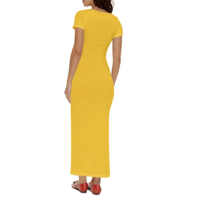 gelbes-short-sleeve-long-dress-long-dress-jlr-design-42228 - JLR Design