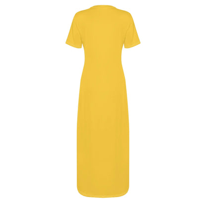 gelbes-short-sleeve-long-dress-long-dress-jlr-design-13086 - JLR Design
