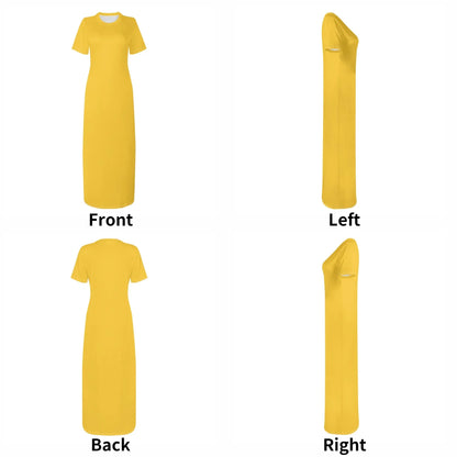 gelbes-short-sleeve-long-dress-long-dress-jlr-design-75372 - JLR Design