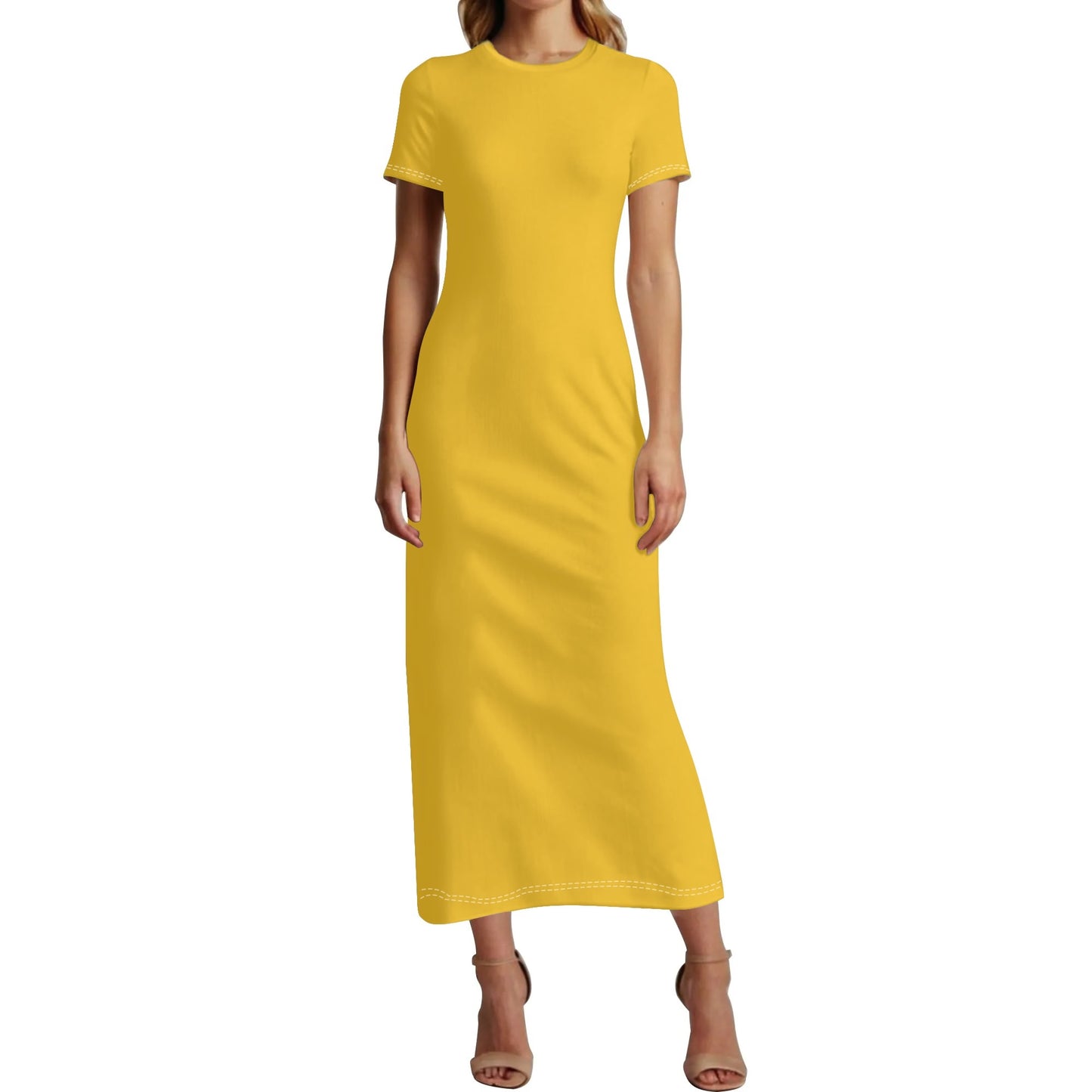 Gelbes Short Sleeve Long Dress Long Dress JLR Design