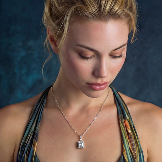 Geometric Empress Moissanit Collier – 3 Karat Sterling Silber Luxus