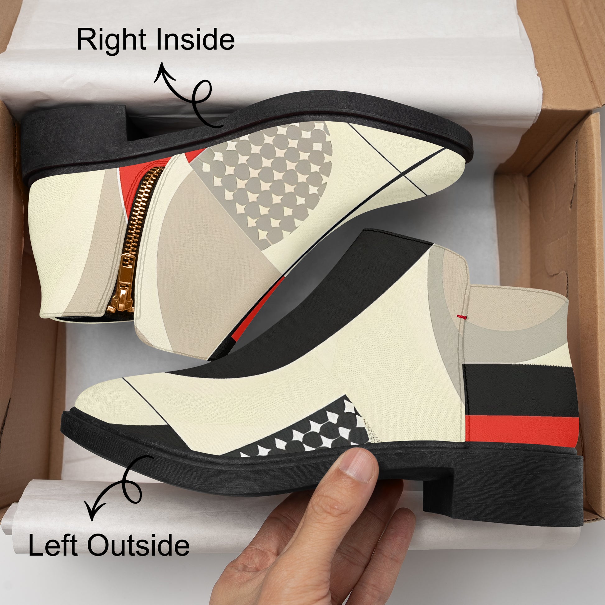 Geometry v1 elegante Reißverschluss-Stiefeletten Stiefeletten JLR Design