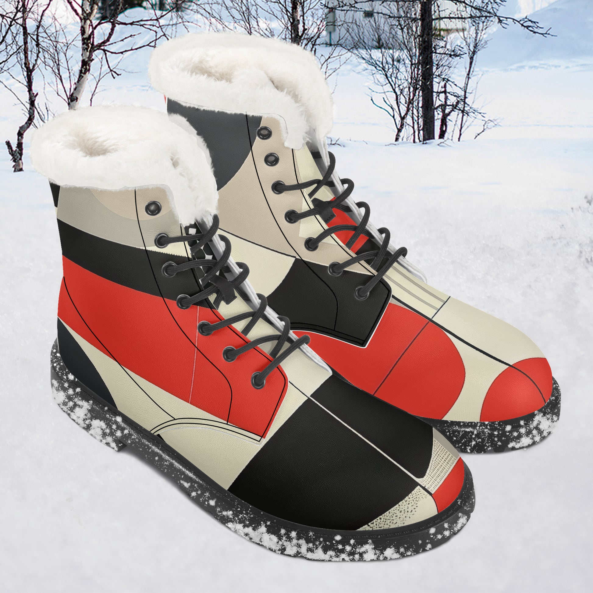 Geometry v1 Faux Fur Leder Boots Boots JLR Design