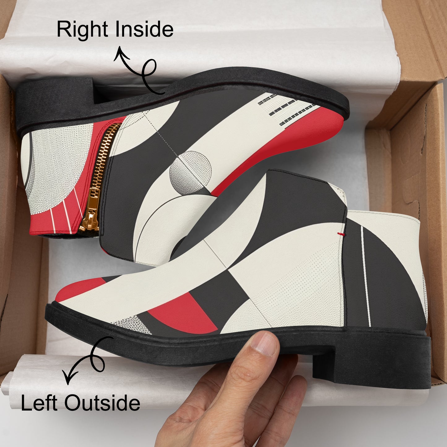 Geometry v2 elegante Reißverschluss-Stiefeletten Stiefeletten JLR Design