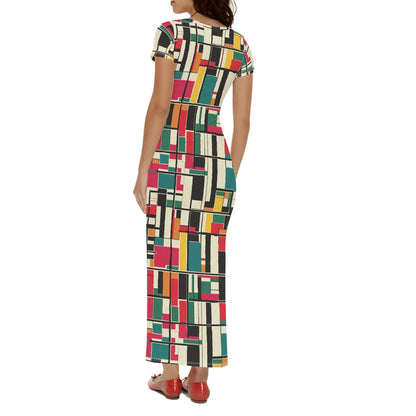 geometry-v2-short-sleeve-long-dress-long-dress-jlr-design-65250 - JLR Design