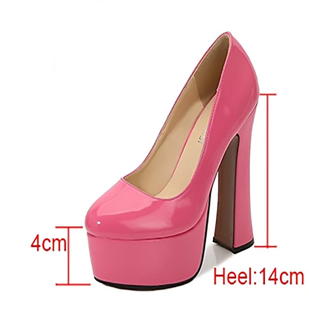 Glänzende High Heel Pumps mit dickem Absatz High Heels 89.99 glänzend, Heel, High, Pumps, rosa, rot, schwarz JLR Design