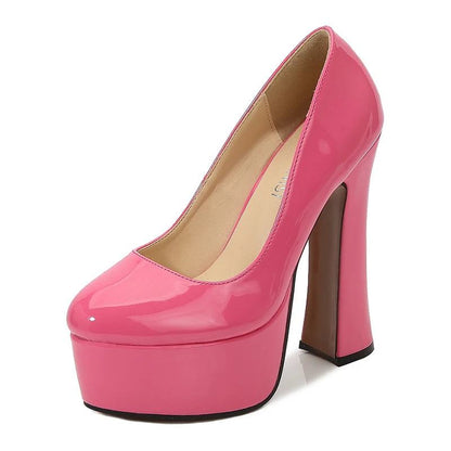 Glänzende High Heel Pumps mit dickem Absatz High Heels 89.99 glänzend, Heel, High, Pumps, rosa, rot, schwarz JLR Design