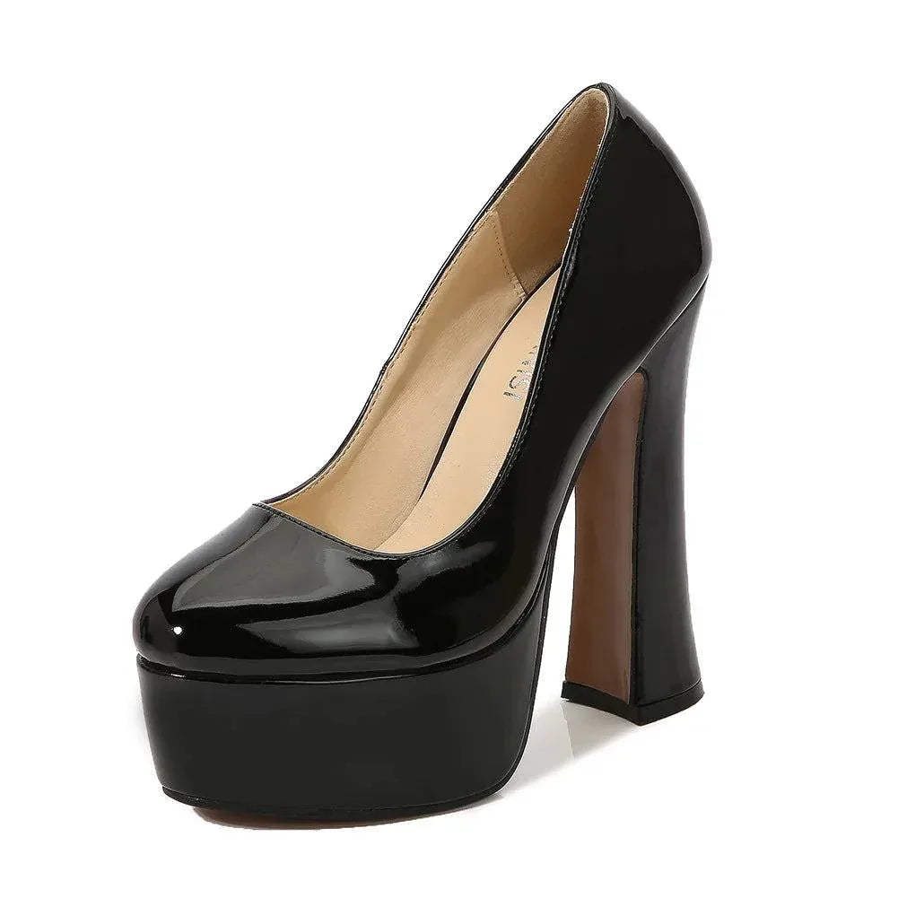 Glänzende High Heel Pumps mit dickem Absatz High Heels JLR Design
