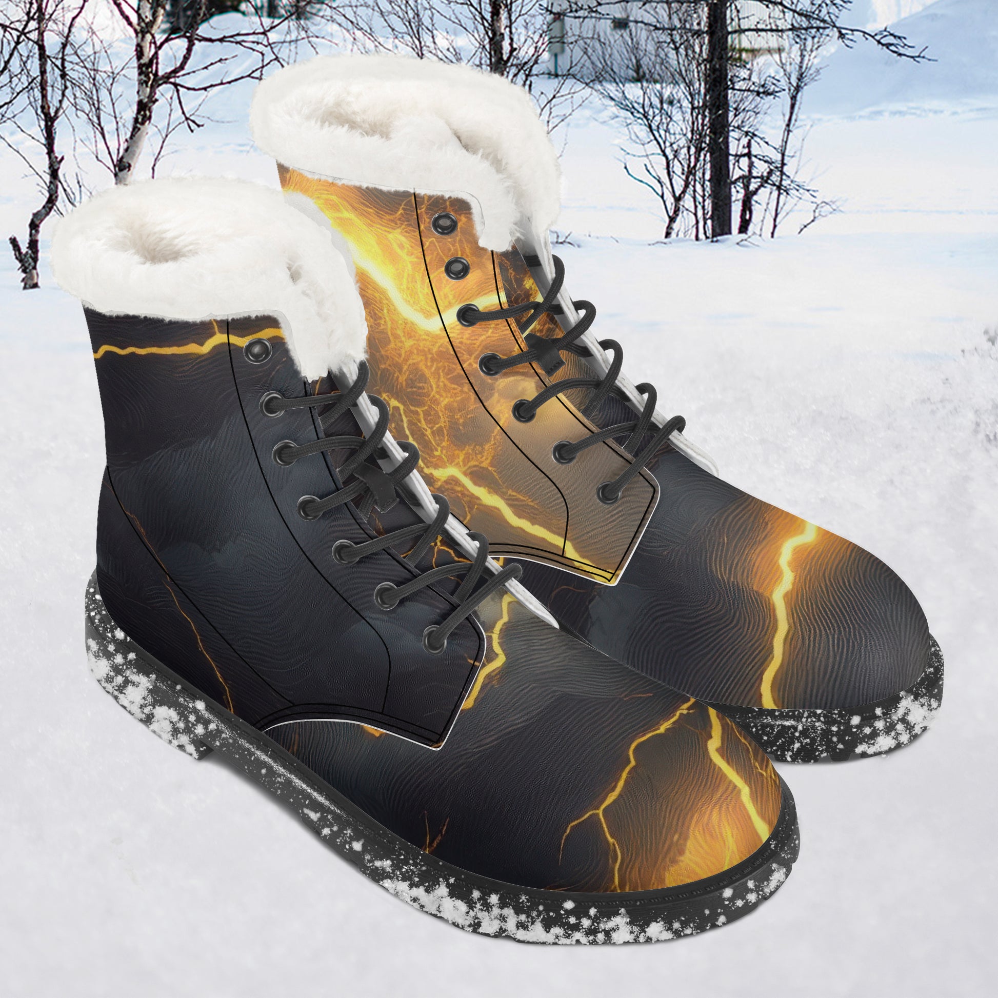 Gold Thunder Faux Fur Leder Boots Boots JLR Design