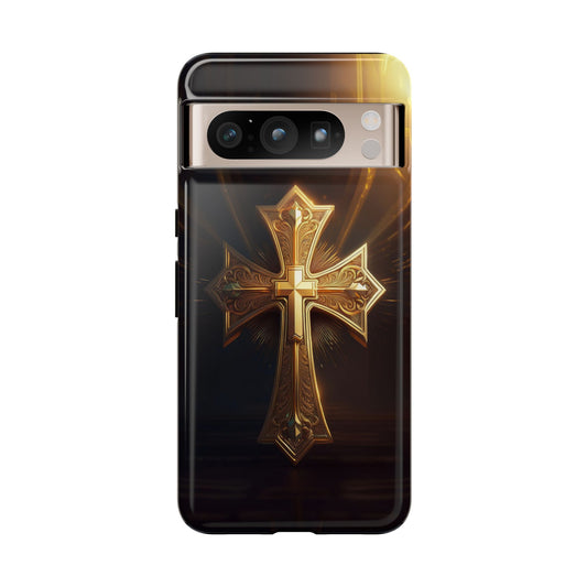 Golden Cross Handyhülle für Google Pixel 6/7/8 Phone Case 34.99 Accessories, Cross, Glossy, Golden, Google, iPhone Cases, Matte, Phone accessory, Phone Cases, Pixel, Samsung Cases, Summer Picks, Tough, Valentine's Day Picks JLR Design