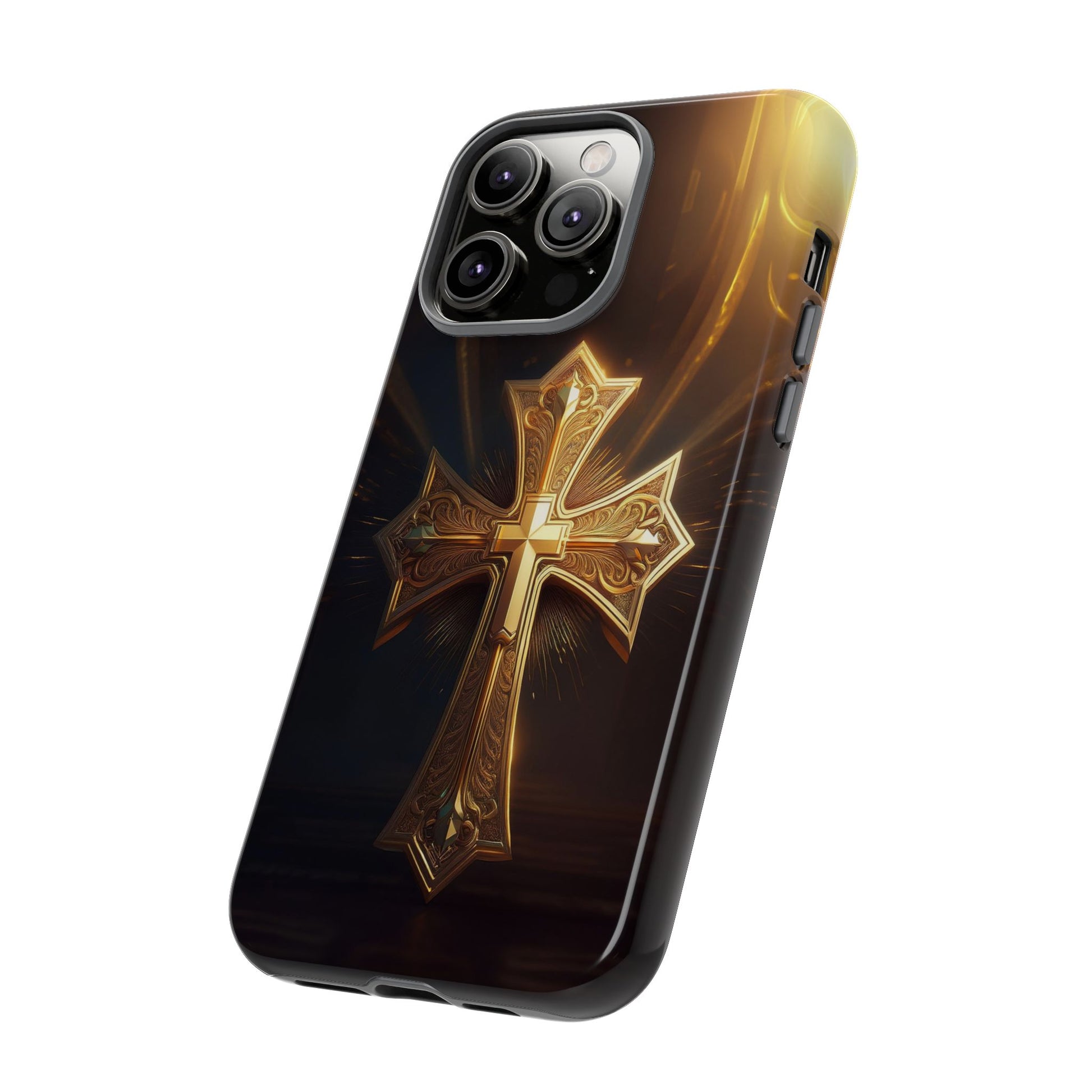 Golden Cross Handyhülle für Iphone 12/13/14/15 Pro/Max/Plus Phone Case 34.99 Accessories, Apple, Cross, Glossy, Golden, iPhone Cases, Matte, Phone accessory, Phone Cases, Samsung Cases, Summer Picks, Tough, Valentine's Day Picks JLR Design