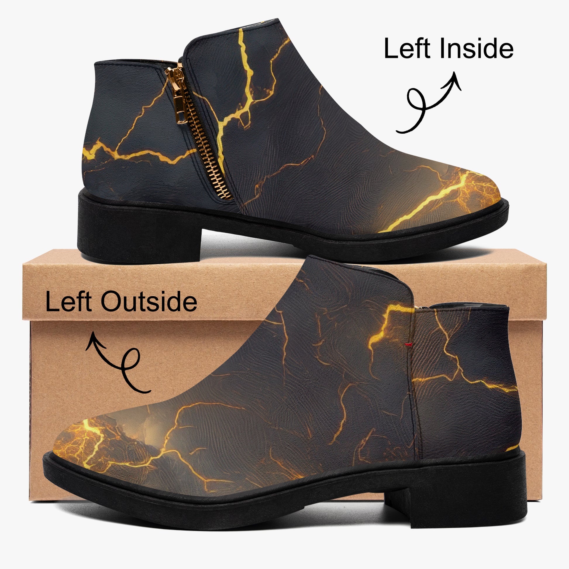 Golden Thunder elegante Reißverschluss-Stiefeletten Stiefeletten JLR Design