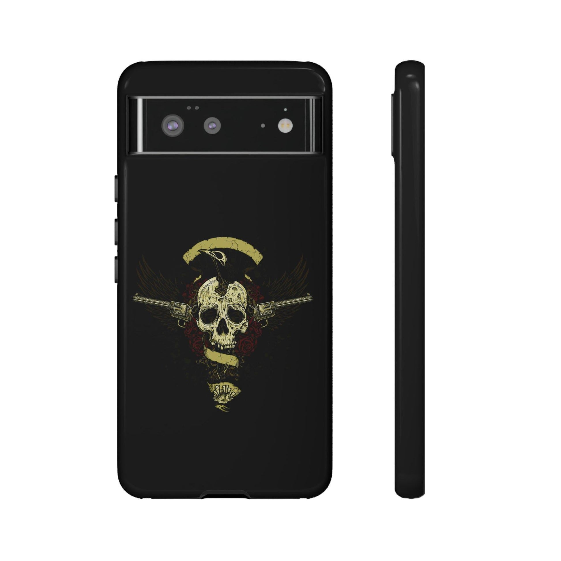 Google Pixel Revolver Skull Cover Phone Case 37.99 Accessories, Glossy, Google, Matte, Phone accessory, Phone Cases, Pixel, Revolver, Skull, Tough, Valentine's Day Picks JLR Design