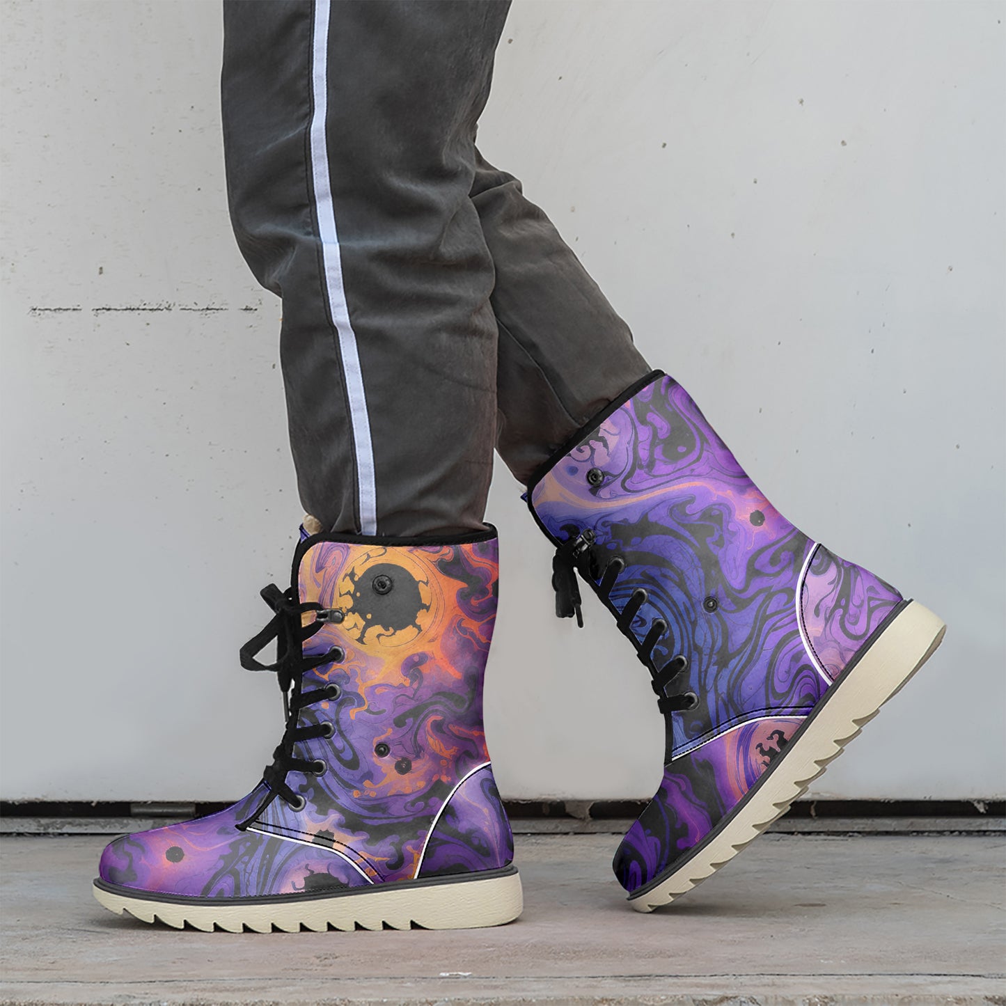 Gothic Tie Dye v1 Chic Boots mit Plüschfutter Stiefel JLR Design