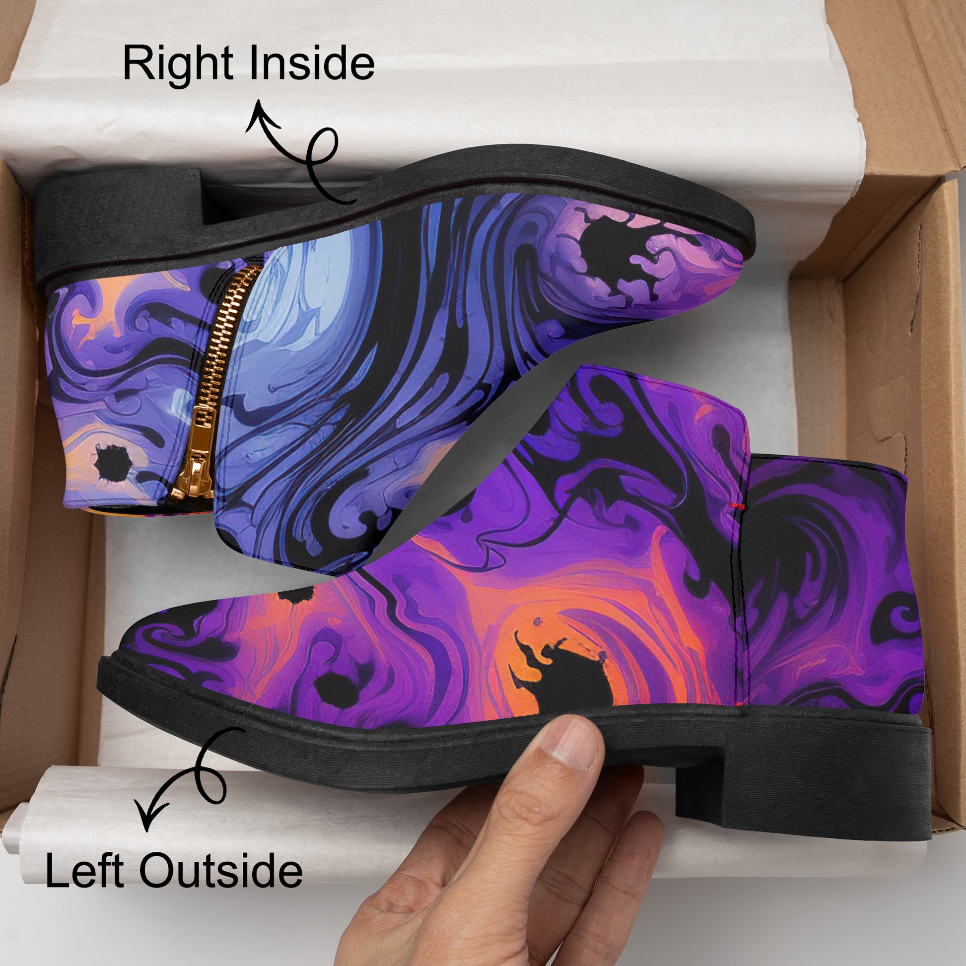 Gothic Tie Dye v1 elegante Reißverschluss-Stiefeletten Stiefeletten JLR Design