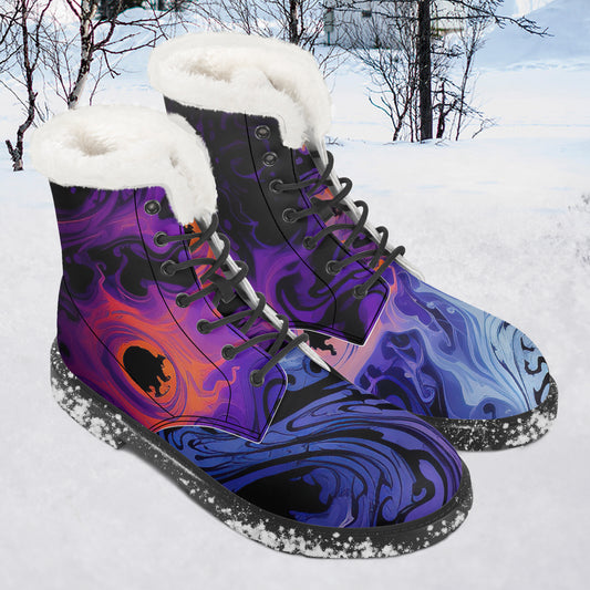 Gothic Tie Dye v1 Faux Fur Leder Boots Boots JLR Design