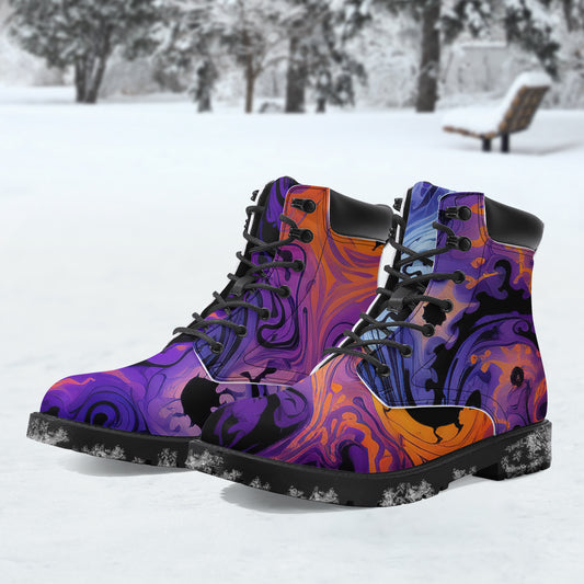 Gothic Tie Dye v1 Leder Boots | Stylische und Warme Winterstiefel Boots JLR Design