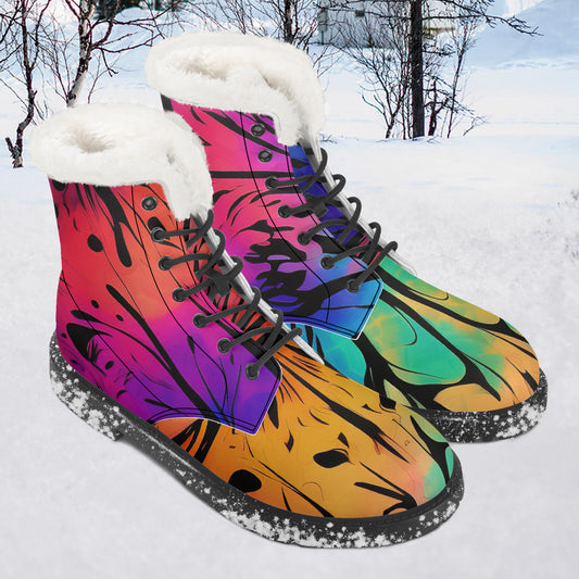 Gothic Tie Dye v2 Faux Fur Leder Boots Boots JLR Design