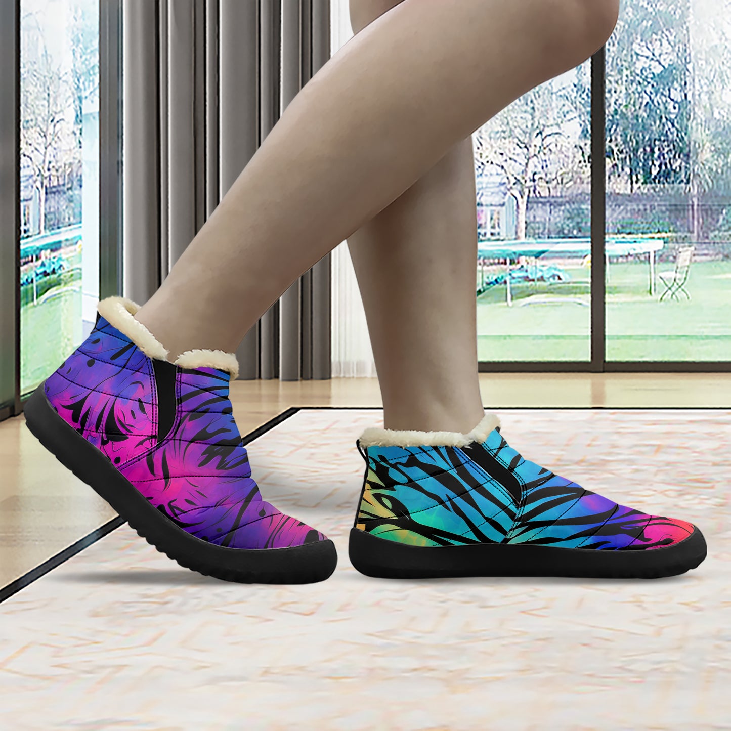 Gothic Tie Dye v2 Faux Fur Slipper Slipper JLR Design