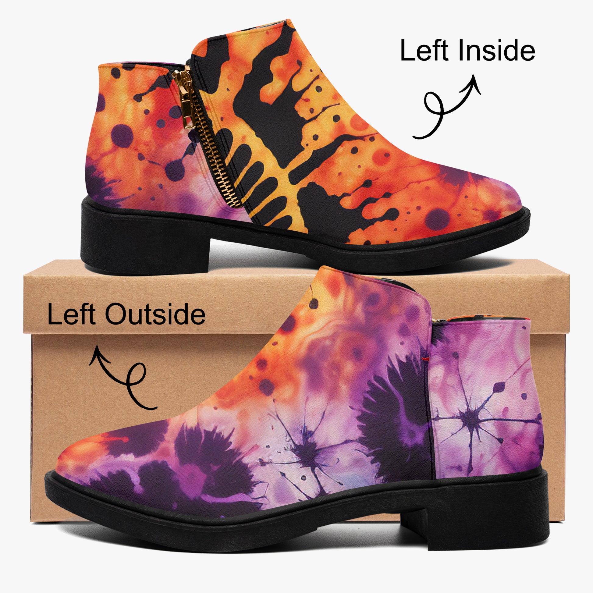 Gothic Tie Dye v3 elegante Reißverschluss-Stiefeletten Stiefeletten JLR Design