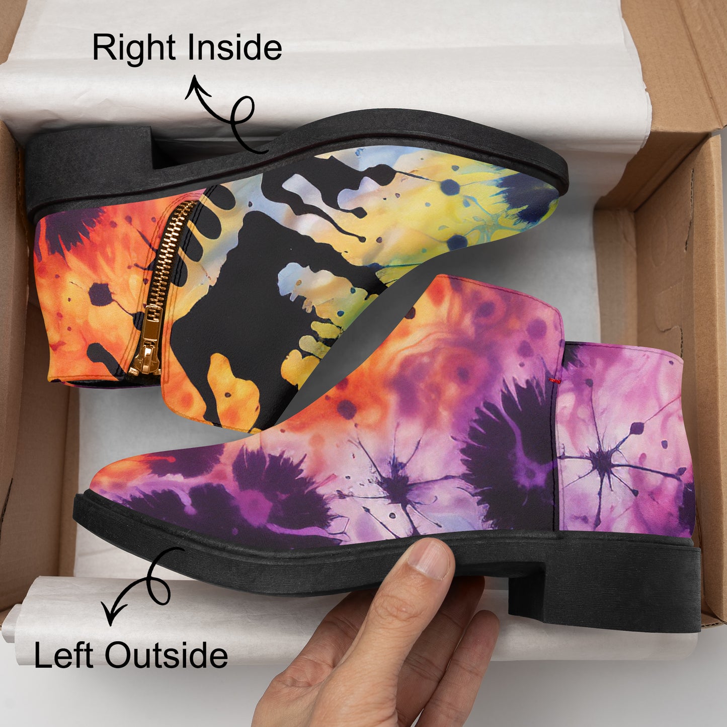 Gothic Tie Dye v3 elegante Reißverschluss-Stiefeletten Stiefeletten JLR Design