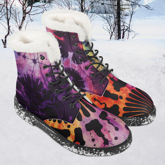 Gothic Tie Dye v3 Faux Fur Leder Boots Boots JLR Design
