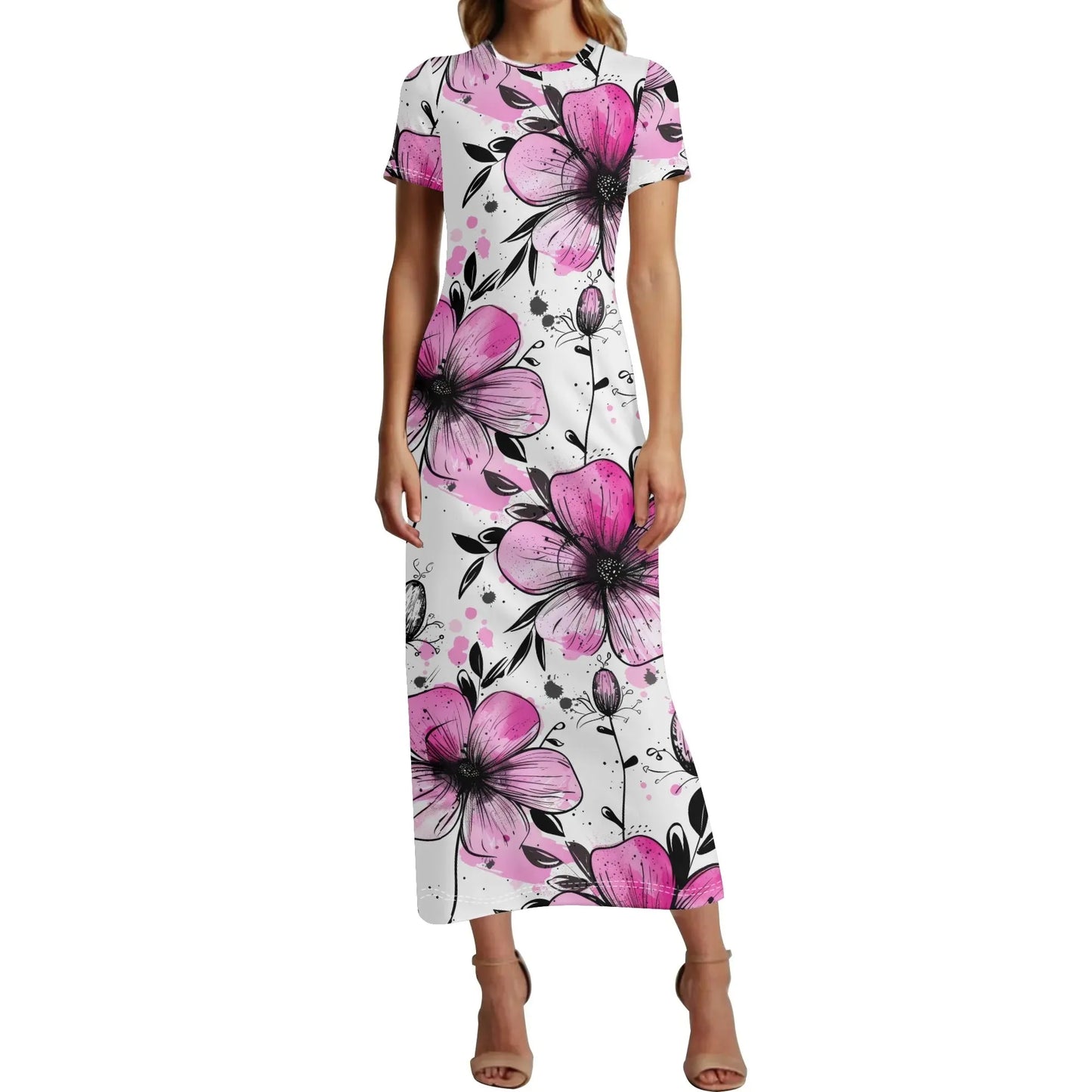 graffiti-bluten-v1-short-sleeve-long-dress-long-dress-jlr-design-16759 - JLR Design