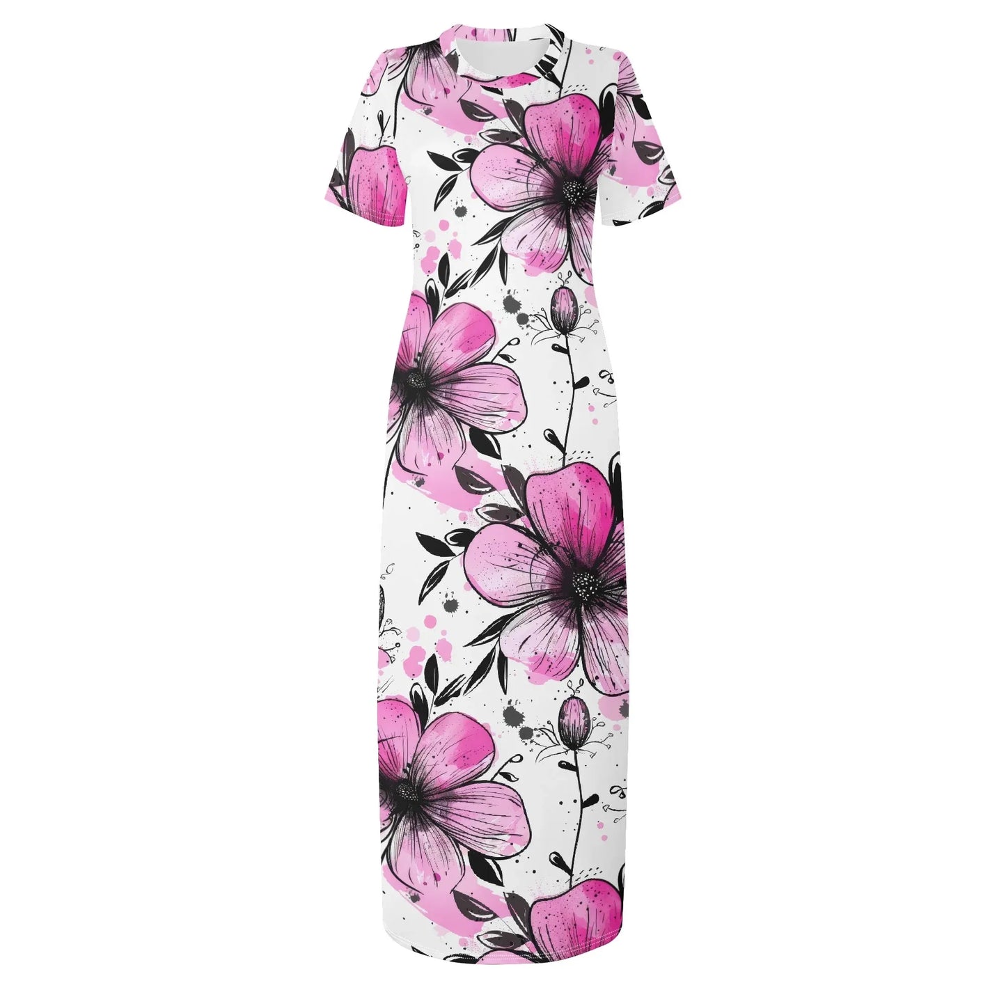 graffiti-bluten-v1-short-sleeve-long-dress-long-dress-jlr-design-84597 - JLR Design