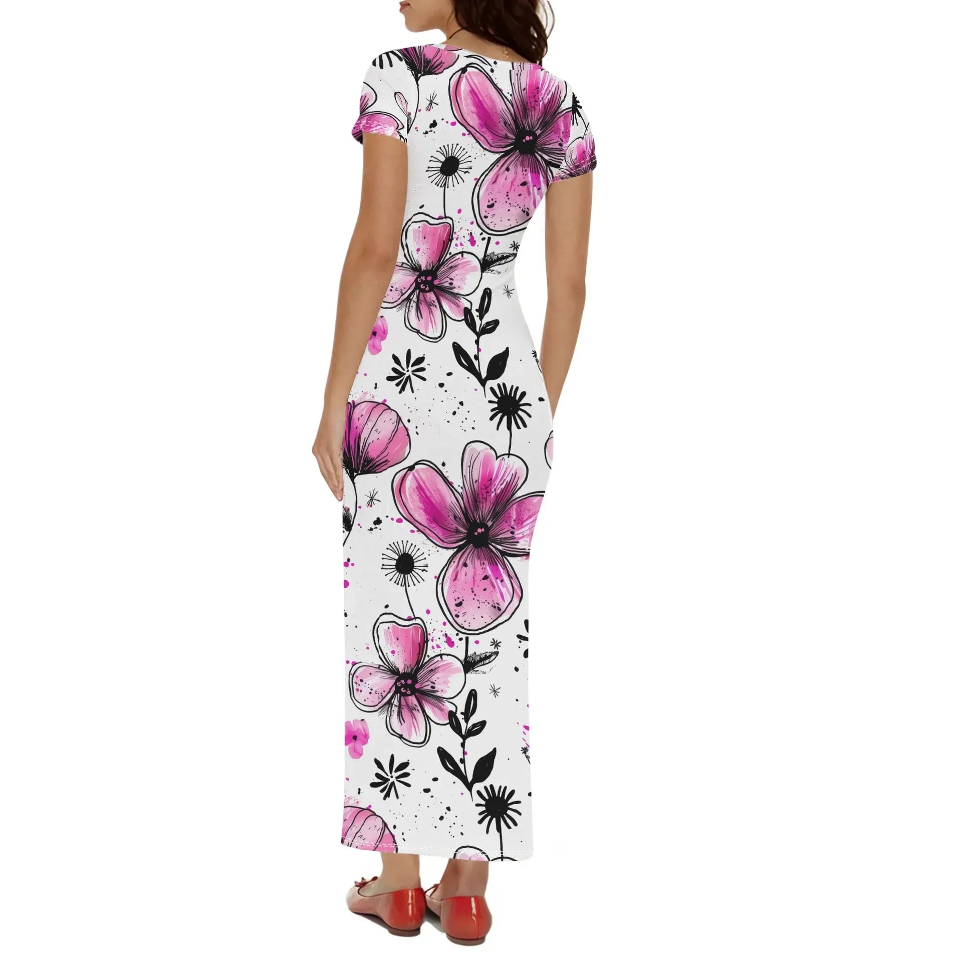 graffiti-bluten-v2-short-sleeve-long-dress-long-dress-jlr-design-43269 - JLR Design