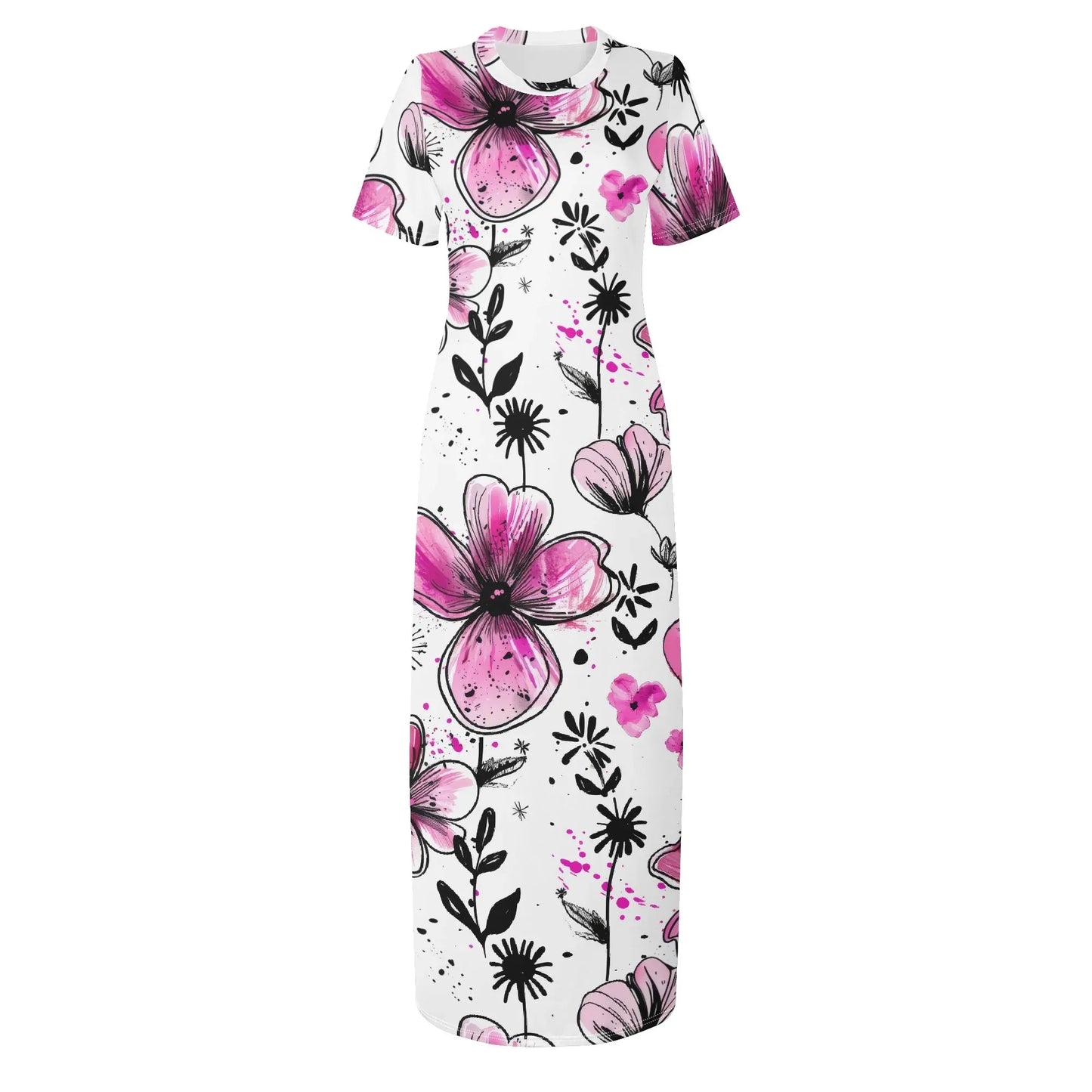 graffiti-bluten-v2-short-sleeve-long-dress-long-dress-jlr-design-50812 - JLR Design