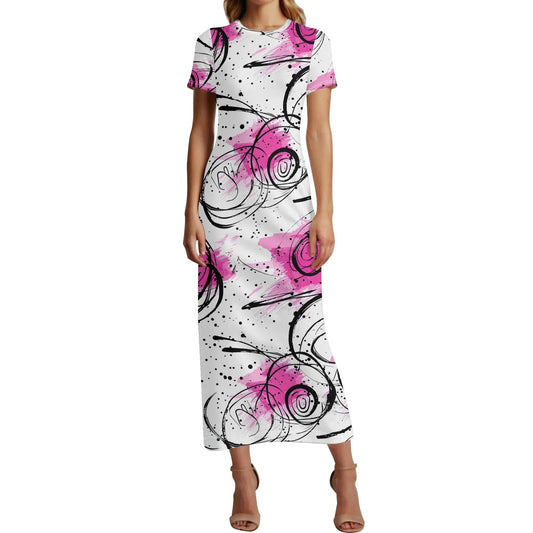 graffiti-bluten-v3-short-sleeve-long-dress-long-dress-jlr-design-31623 - JLR Design