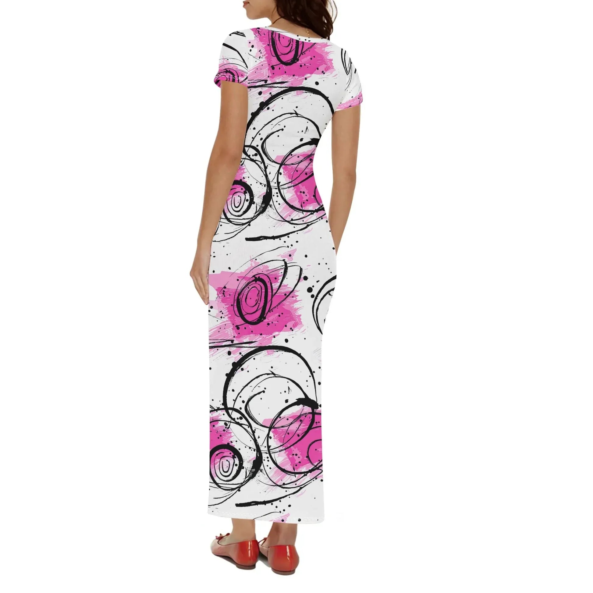 graffiti-bluten-v3-short-sleeve-long-dress-long-dress-jlr-design-45602 - JLR Design
