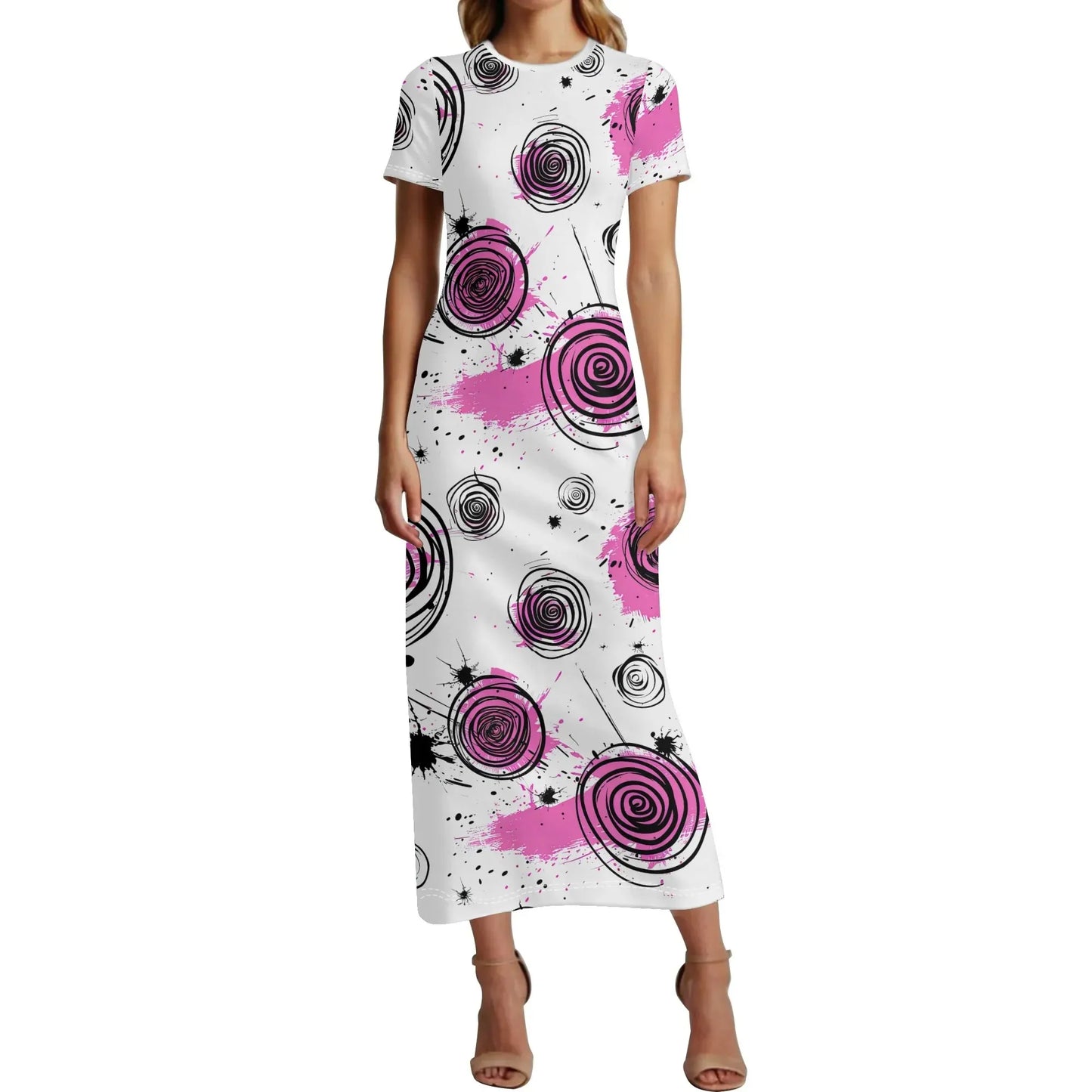 graffiti-bluten-v4-short-sleeve-long-dress-long-dress-jlr-design-54886 - JLR Design