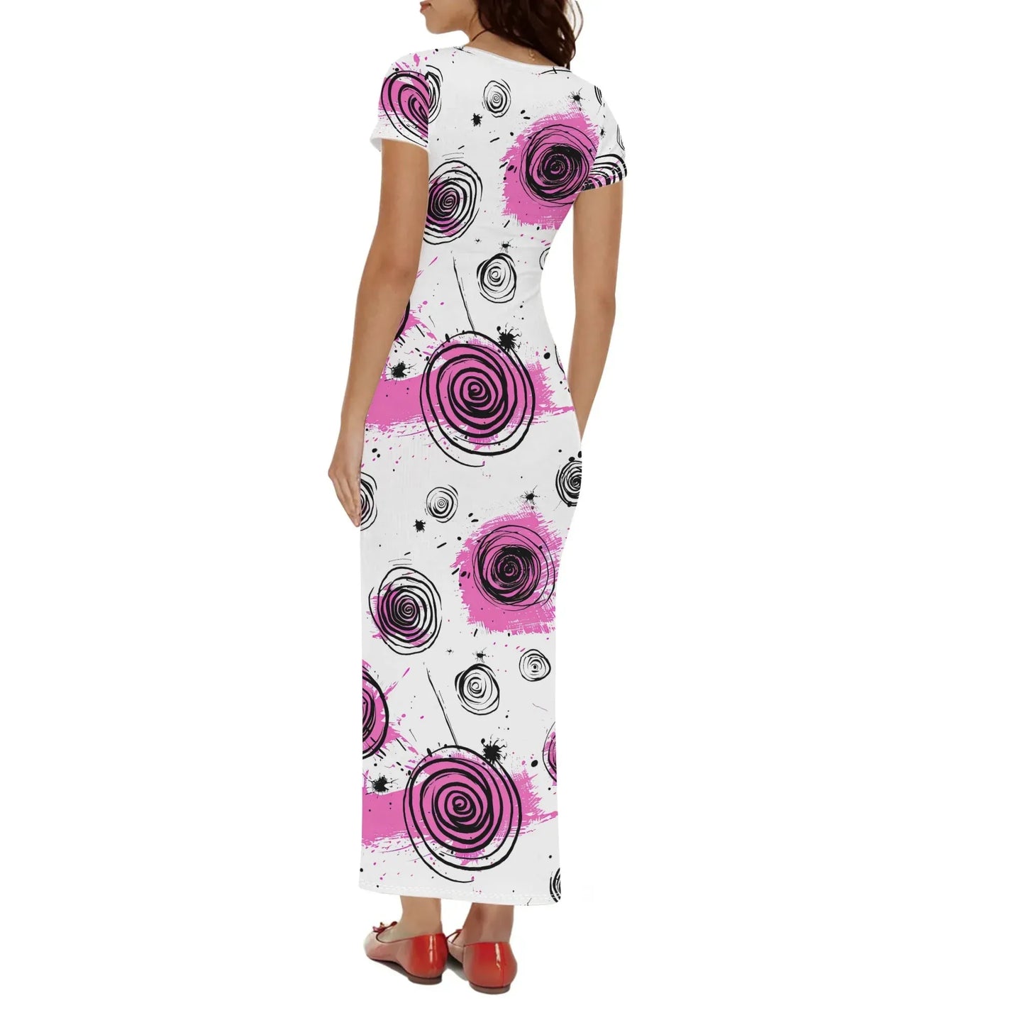 graffiti-bluten-v4-short-sleeve-long-dress-long-dress-jlr-design-39283 - JLR Design
