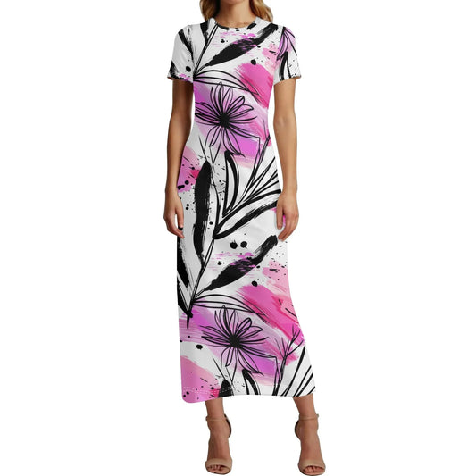 graffiti-bluten-v5-short-sleeve-long-dress-long-dress-jlr-design-95737 - JLR Design