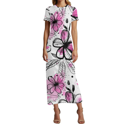 graffiti-bluten-v6-short-sleeve-long-dress-long-dress-jlr-design-85585 - JLR Design