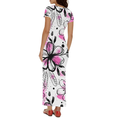 graffiti-bluten-v6-short-sleeve-long-dress-long-dress-jlr-design-65964 - JLR Design