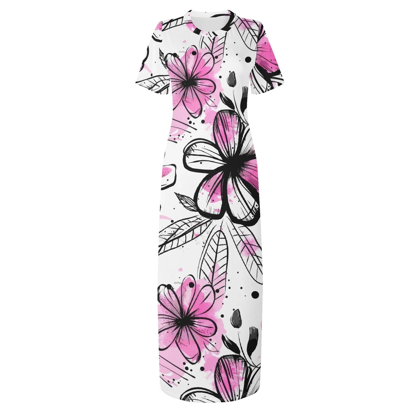 graffiti-bluten-v6-short-sleeve-long-dress-long-dress-jlr-design-65963 - JLR Design