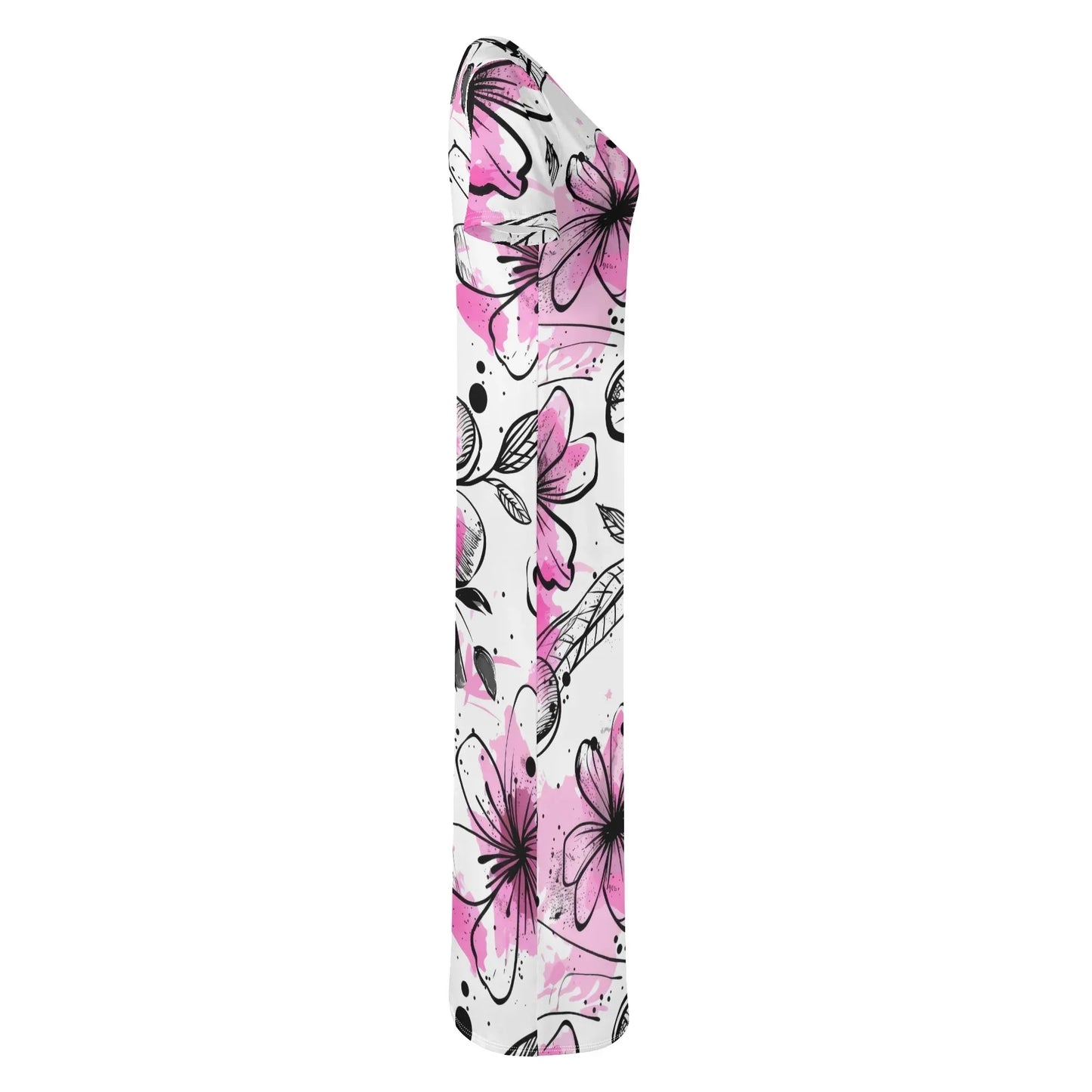 graffiti-bluten-v6-short-sleeve-long-dress-long-dress-jlr-design-36037 - JLR Design