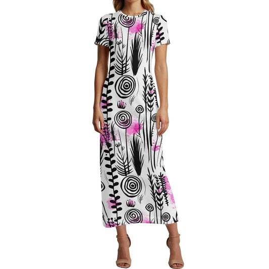 graffiti-bluten-v7-short-sleeve-long-dress-long-dress-jlr-design-67564 - JLR Design