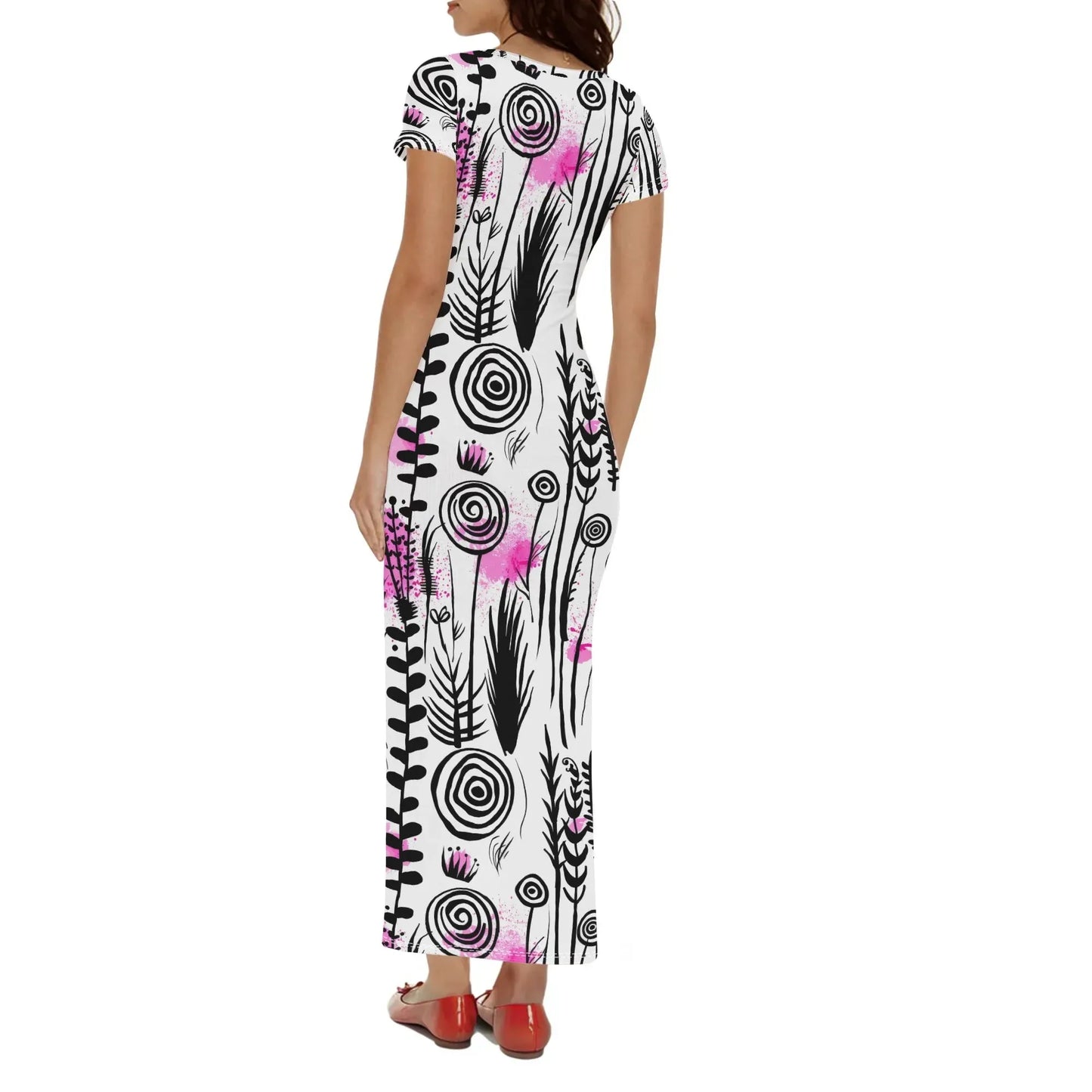 graffiti-bluten-v7-short-sleeve-long-dress-long-dress-jlr-design-85835 - JLR Design