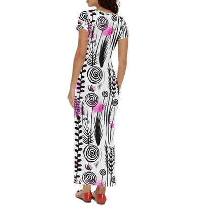 graffiti-bluten-v7-short-sleeve-long-dress-long-dress-jlr-design-85835 - JLR Design