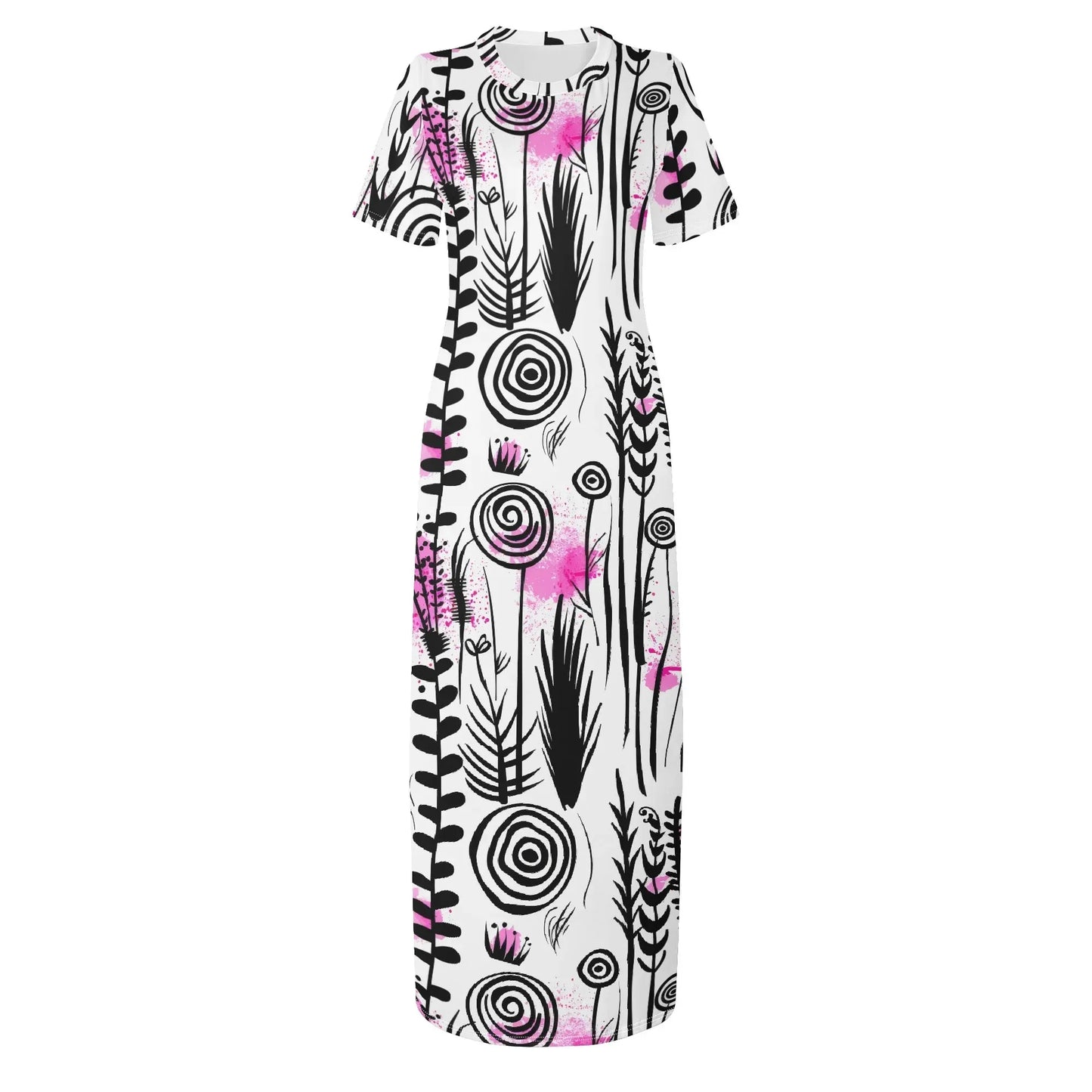 graffiti-bluten-v7-short-sleeve-long-dress-long-dress-jlr-design-74649 - JLR Design