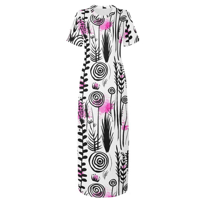 graffiti-bluten-v7-short-sleeve-long-dress-long-dress-jlr-design-74649 - JLR Design