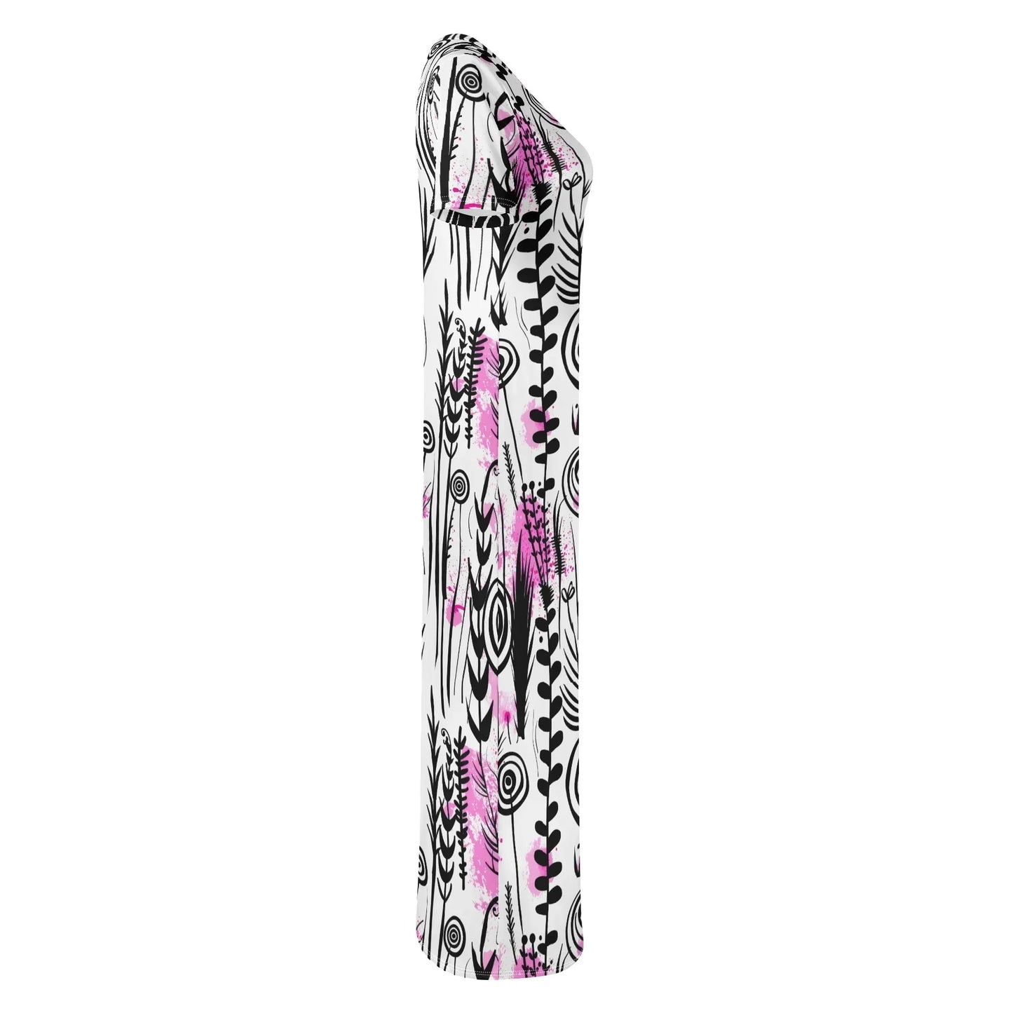 graffiti-bluten-v7-short-sleeve-long-dress-long-dress-jlr-design-69719 - JLR Design