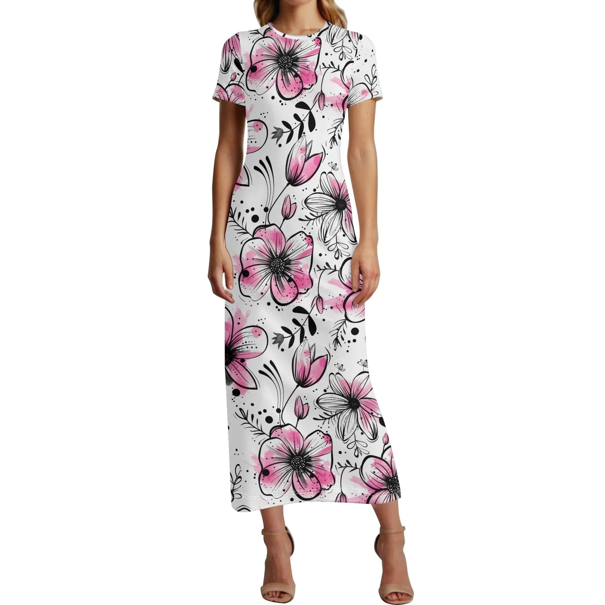 graffiti-bluten-v8-short-sleeve-long-dress-long-dress-jlr-design-98215 - JLR Design