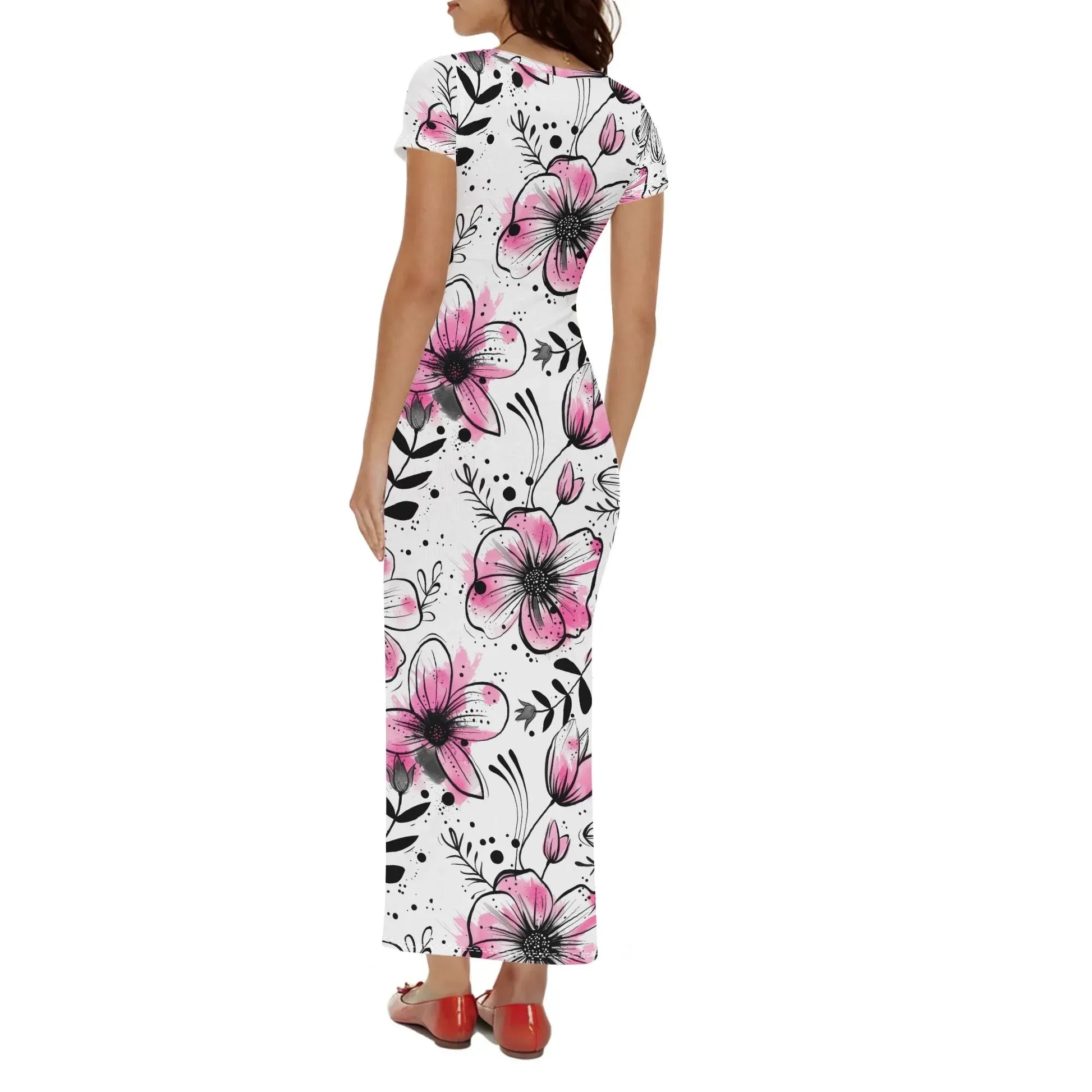 graffiti-bluten-v8-short-sleeve-long-dress-long-dress-jlr-design-13756 - JLR Design