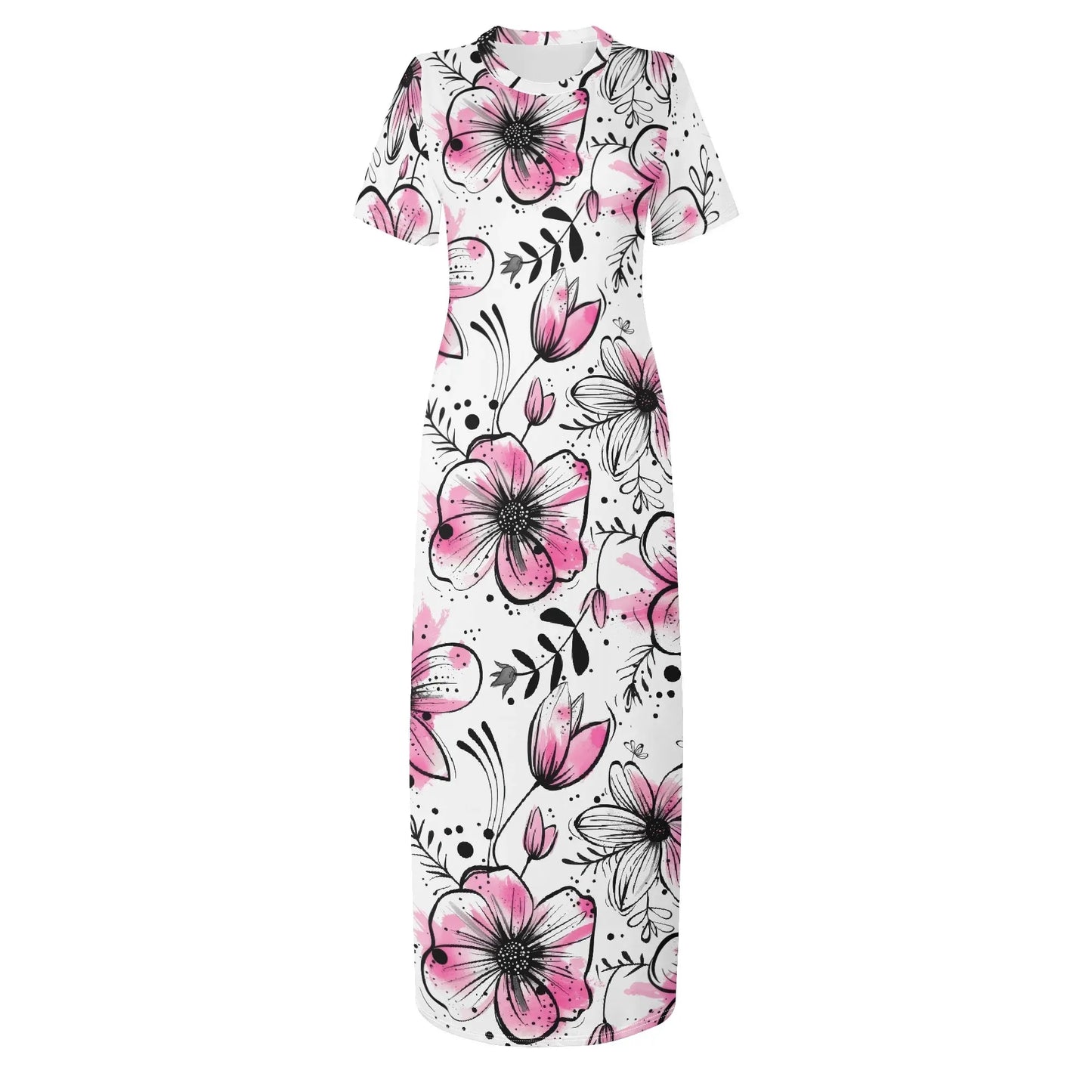 graffiti-bluten-v8-short-sleeve-long-dress-long-dress-jlr-design-60623 - JLR Design